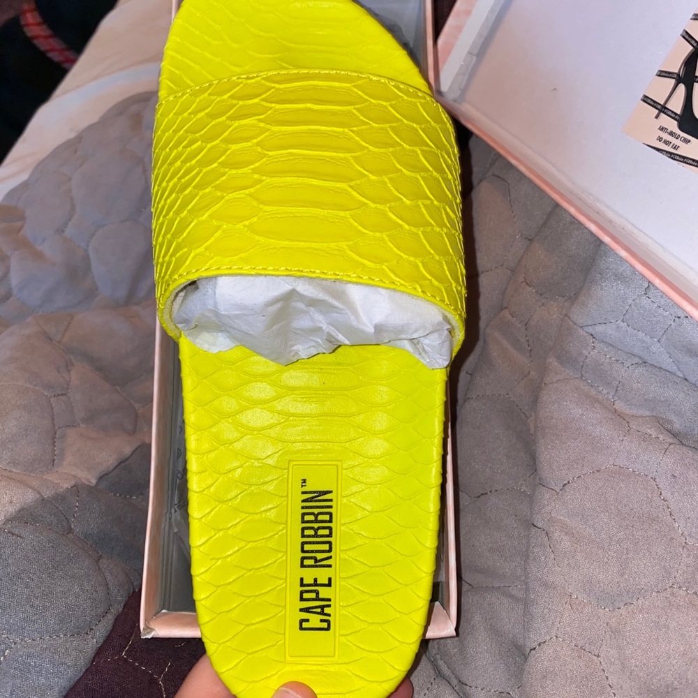 NEW Neon Yellow Slides